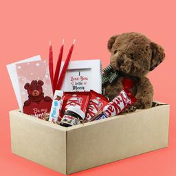 باکس هدیه ولنتاین - خرس تدی  - پکیج آماده ی کادو ولنتاینی
