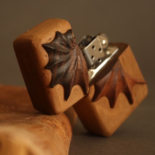 فندک چوبی دست ساز طرح صدف ساخته شده با چوب گردو