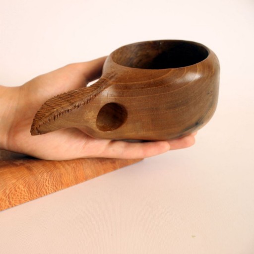  کوکسا دست ساز چوبی  طرح برگ بید. ماگ چوبی . لیوان چوبی.ماگ