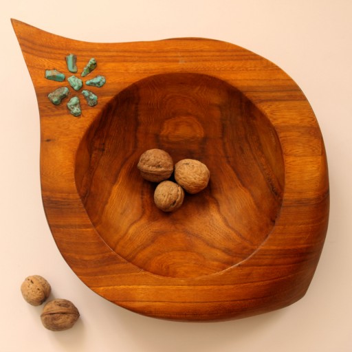ظرف میوه وآجیل دستساز چوبی طرح قطره