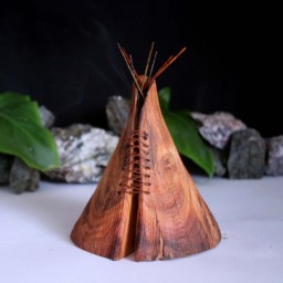 عودسوز چادر سرخپوستی چوبی دستساز ،ساخته شده با چوب چنار،مناسب عودهای شاخته ای و مخروطی