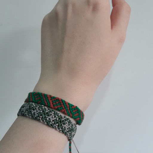 ست دستبند زنانه دخترانه مکرومه بافی و دستبند دوستی کد 3 رنگ سبز