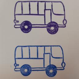 مهر دستساز لینولئوم ،طرح اتوبوس ،وسایل نقلیه ،قابل چاپ روی کاغذ و پارچه