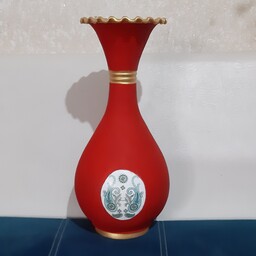 گلدان سفالی سنتی قرمز طرح بته جقه 