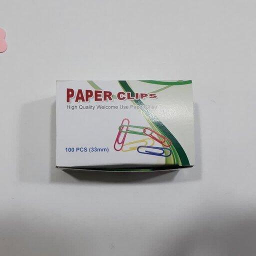 گیره کاغذ رنگی کلیپسی بسته 100عددی