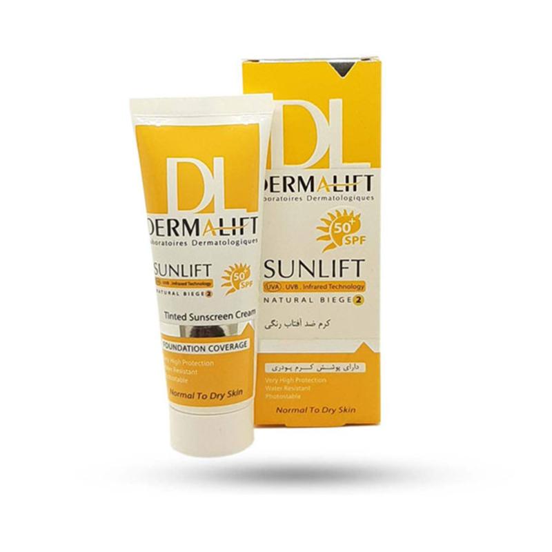 کرم ضد آفتاب رنگی پوست خشک و معمولی بژ طبیعی 2 درمالیفت (Dermalift) حجم 40mL