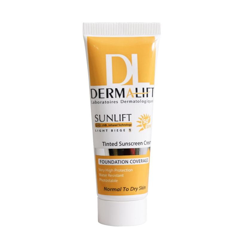 کرم ضد آفتاب رنگی پوست خشک و معمولی بژ روشن 1 درمالیفت (Dermalift) حجم 40mL