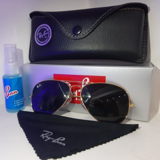 عینک آفتابی ریبن خلبانی کد 3025 درجه یک طلایی rayban