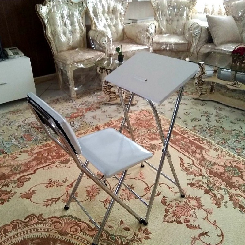 میز و صندلی نماز تاشو سفیدVIP(پایه استیل)