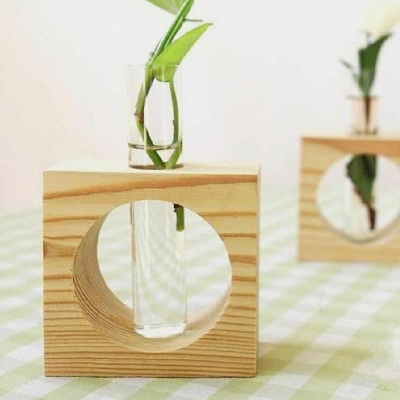 گلدان فانتزی تلفیقی چوب با شیشه در 4رنگ