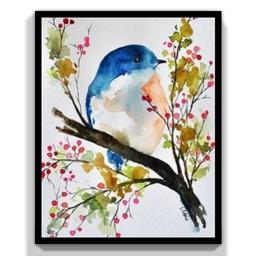نقاشی آبرنگ پرنده رنگین