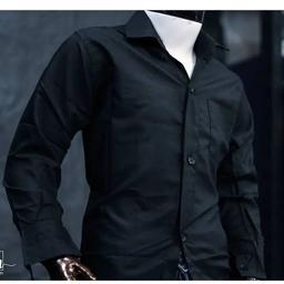 پیراهن پسرانه مشکی پارچه تترون نخی مناسب سایز یک تا ده سال