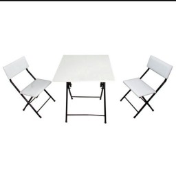 میز و صندلی ناهار خوری کمجا تاشو مناسب منزل و کمپ و سفر مدل یاس 2 نفره رنگ سفید
