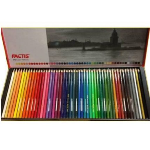 مداد رنگی 50 عددی فکتیس جعبه فلزی ( Factis )