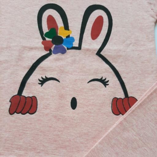 تیشرت شلوارک دخترانه در پنج رنگ زیبا و خنک تابستانی با طرح خرگوش قشنگ و شاد و شیک و ملوس برای دختر کوچولوها