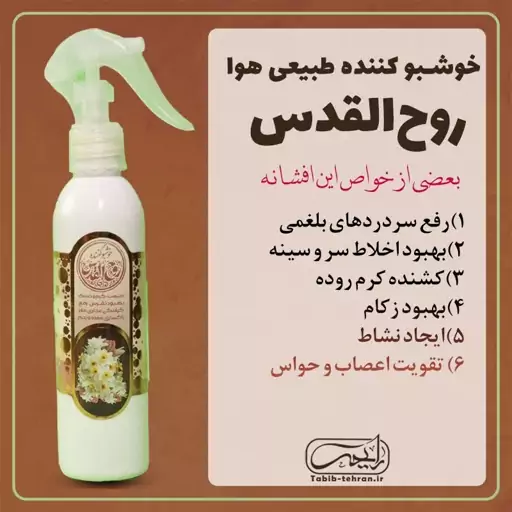 خوشبو کننده طبیعی هوا با رایحه عطر روح القدس (200 میلی لیتر) محصول شرکت طیبستان