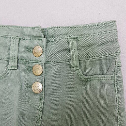 شلوار جین دخترانه وارداتی، محصول کشور بنگلادش، مناسب 2 سال تا 12 سال، رنگ سبز صدری