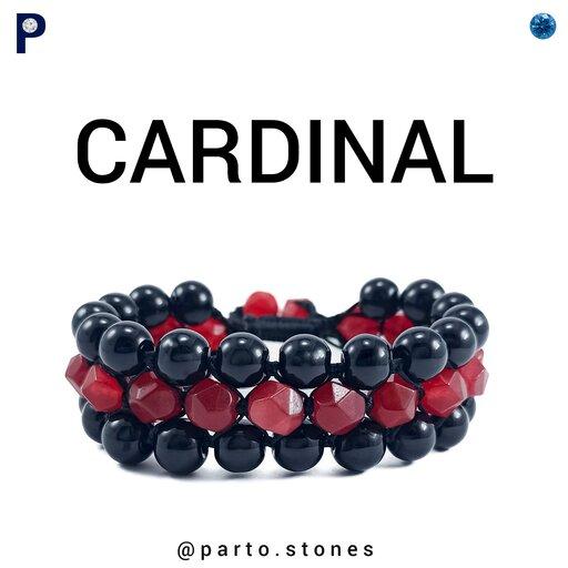 دستبند زنانه کاردینال با سنگ های عقیق سرخ و اونیکس سیاه (اصل معدنی) 