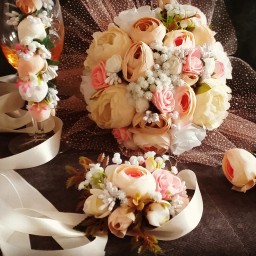 دسته گل زیبای عروس ست کامل