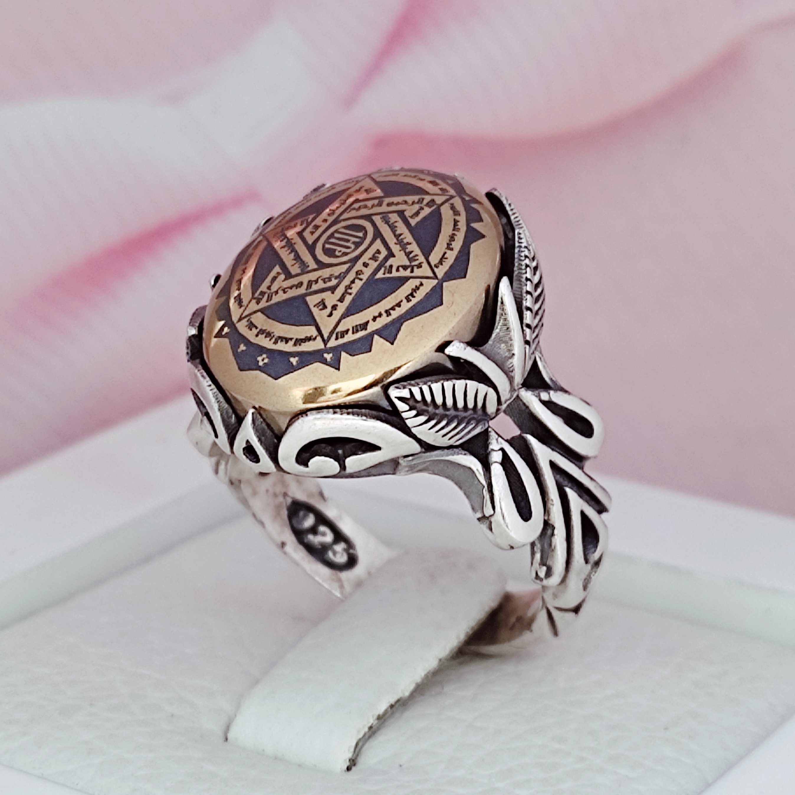 انگشتر مردانه حدید اصلی ستاره سلیمان طرح شاپرک 