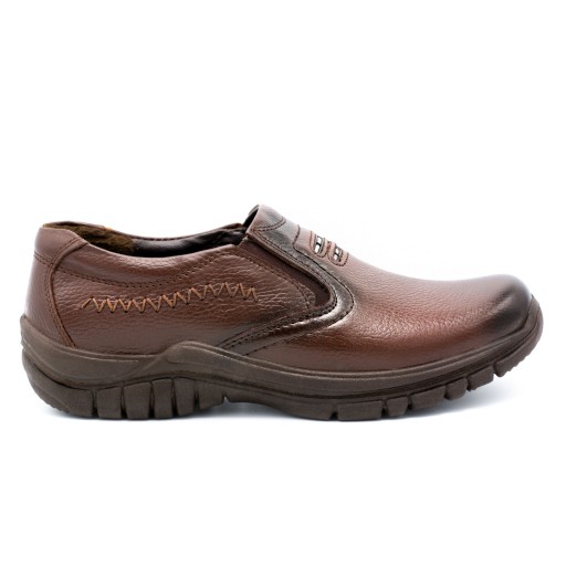 کفش مردانه ماهان 1 کشی قهوه ای و عسلی چرم طبیعی در سایز بندی 40-45 کفش پاپک در پا تک