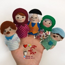 پک 5 تایی عروسک انگشتی نمدی طرح خانواده, عروسک انگشتی پدر و مادر و خواهر و برادر