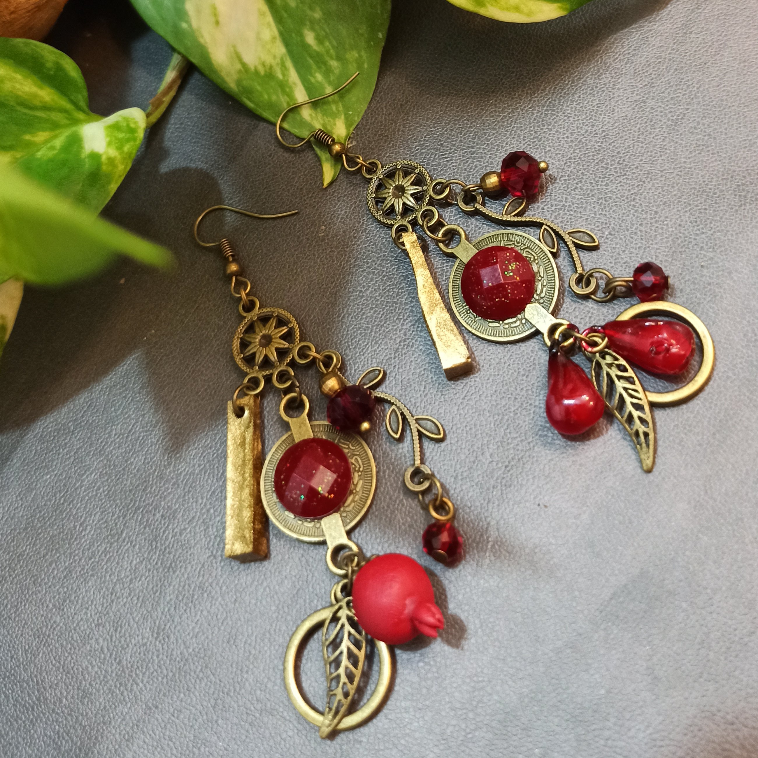 گوشواره انارونه یلدایی دستساز