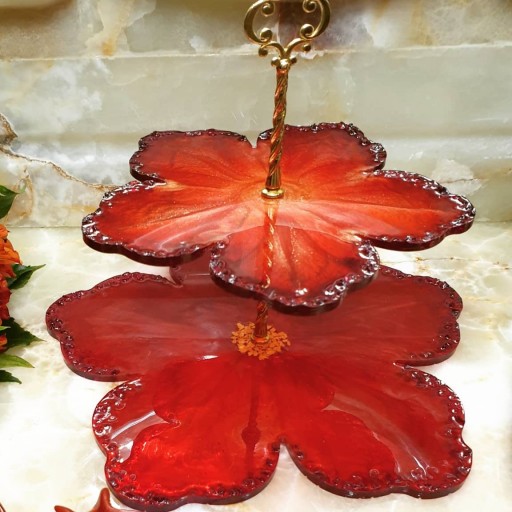 شیرینی خوری دو طبقه مدل گل