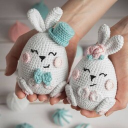 عروسک تکی خانم  یا آقای خرگوش تخم مرغی قابل سفارش در رنگبندی دلخواه قیمت درج شده مربوط به یک عروسک است