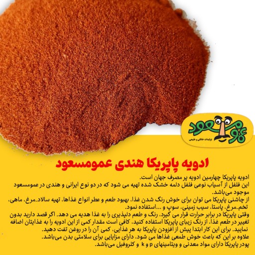 ادویه پاپریکا هندی درجه یک عمومسعود بسته 100 گرمی