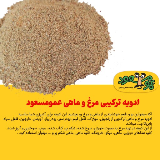 ادویه ترکیبی مرغ و ماهی درجه یک عمومسعود بسته 100 گرمی
