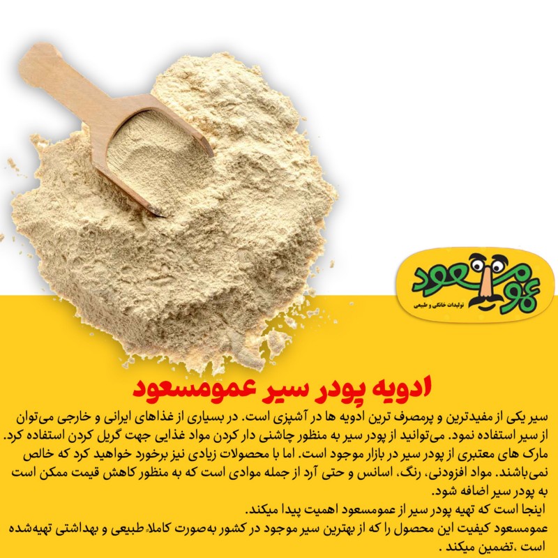 ادویه پودر سیر درجه یک عمومسعود بسته 100 گرمی