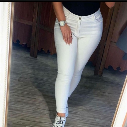 شلوار جین زنانه سفید جذب قد 90
