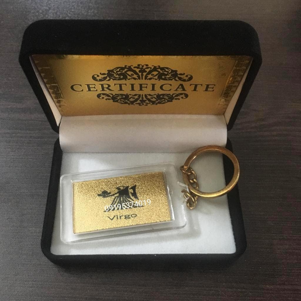 جاسوئیچی روکش طلا نماد ماه تولد با شناسنامه