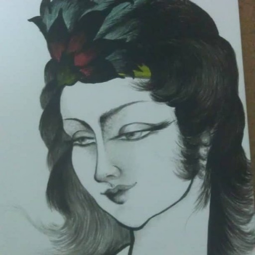 نقاشی چهره سیاه سفید فروشگاه  چهارباغ  اصفهان 