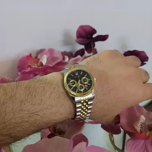 ساعت مردانه رولکس Rolex طرح سه موتوره  صفحه مشکی عمده و تک