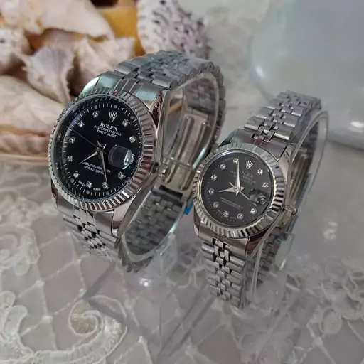 ساعت ست عقربه ای زنانه و مردانه رولکس Rolex صفحه مشکی ارسال رایگان