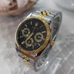 ساعت مردانه رولکس Rolex طرح سه موتوره  صفحه مشکی عمده و تک