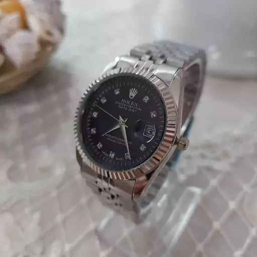 ساعت ست عقربه ای زنانه و مردانه رولکس Rolex صفحه مشکی ارسال رایگان