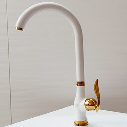شیر آشپزخانه اسناپل مدل ویکتور رنگ سفید طلا