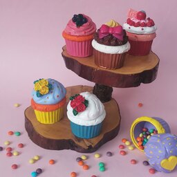  کاپ کیک با رنگهای مختلف با جنس پودر سنگ در سایز کوچک 