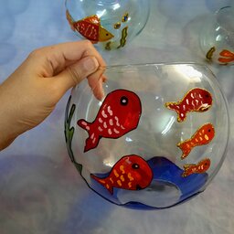 تنگ ماهی شیشه ای ویترای طرح 5 ماهی
