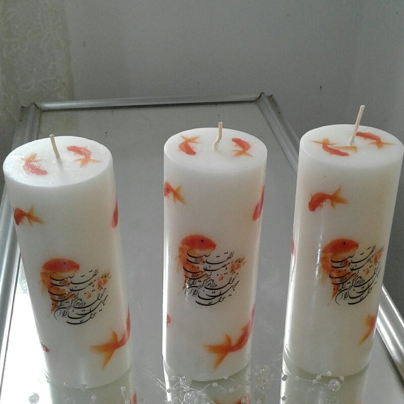 شمع استوانه ای طرح عید- شمع خاص- هدیه-دکوری- رومیزی-خرید شمع - شمع دست ساز