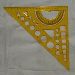 خط کش شابلونی همراه نقاله گونیا و اشکا هندسی با طول20 سانت