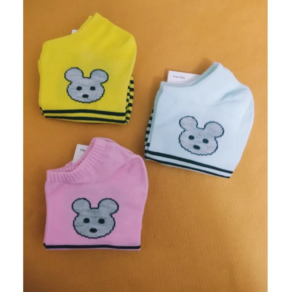 جوراب مچی راه راه طرح موش