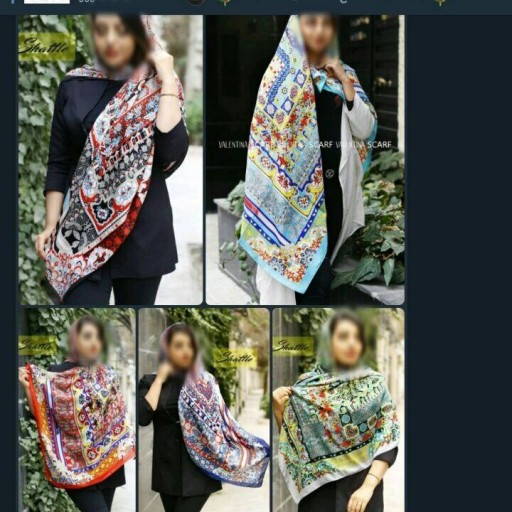 روسری نخی دوردوخت قواره دار با رنگبندی طرحبندی