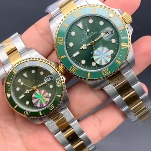 ساعت مچی ست مردانه و زنانه رولکس قاب سبز رنگ rolex 