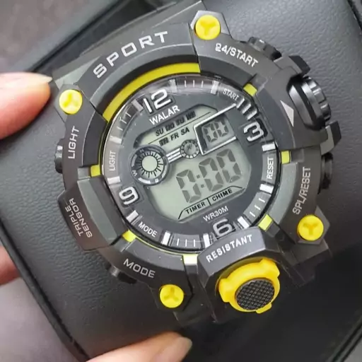 ساعت مچی طرح جی شاک حاشیه زرد رنک g shock 