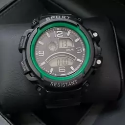 ساعت مچی طرح جی شاک دورقاب سبز   g shock 