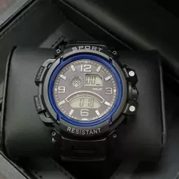 ساعت مچی طرح جی شاک دورقاب آبی  g shock 